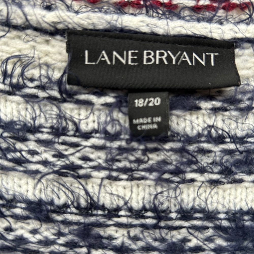 Lane Bryant Multicolor blue & burgundy sweater cardigan 18/20 - Picture 9 of 12